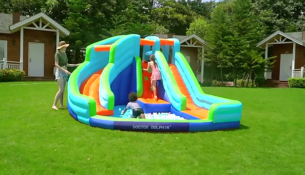 【READY STOCK】Outside Game Double Water Slide Inflatable Bounce House ...