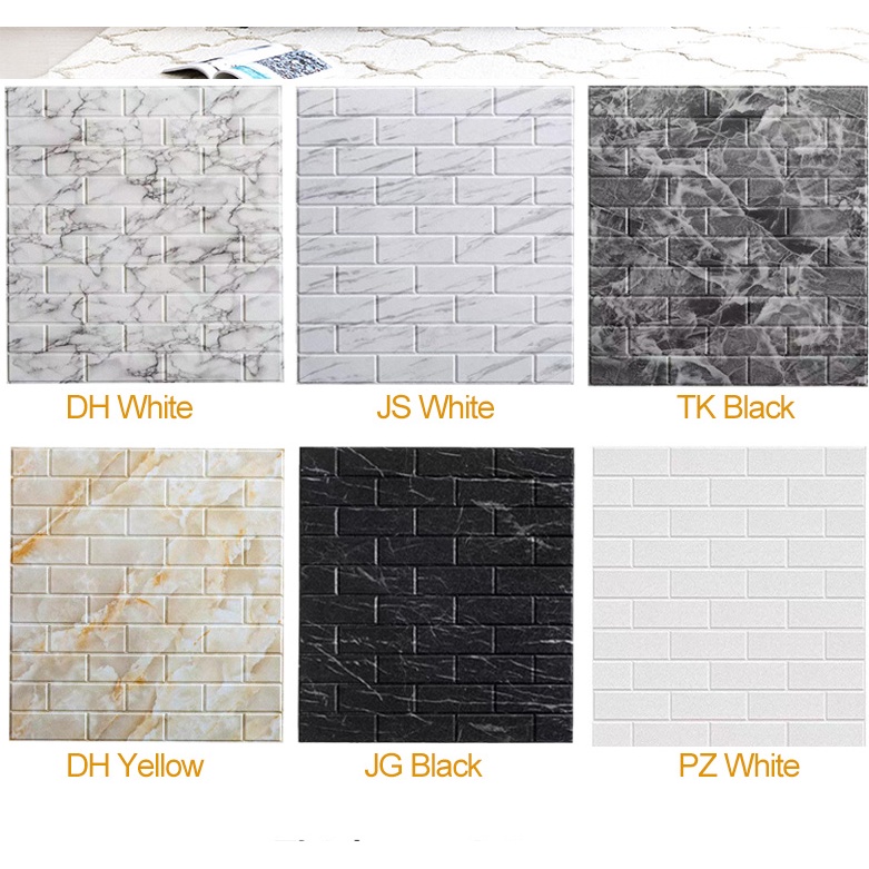 Wall Stickers 3D Marble Tiles PE Foam Panel Self Adhesive for Living ...