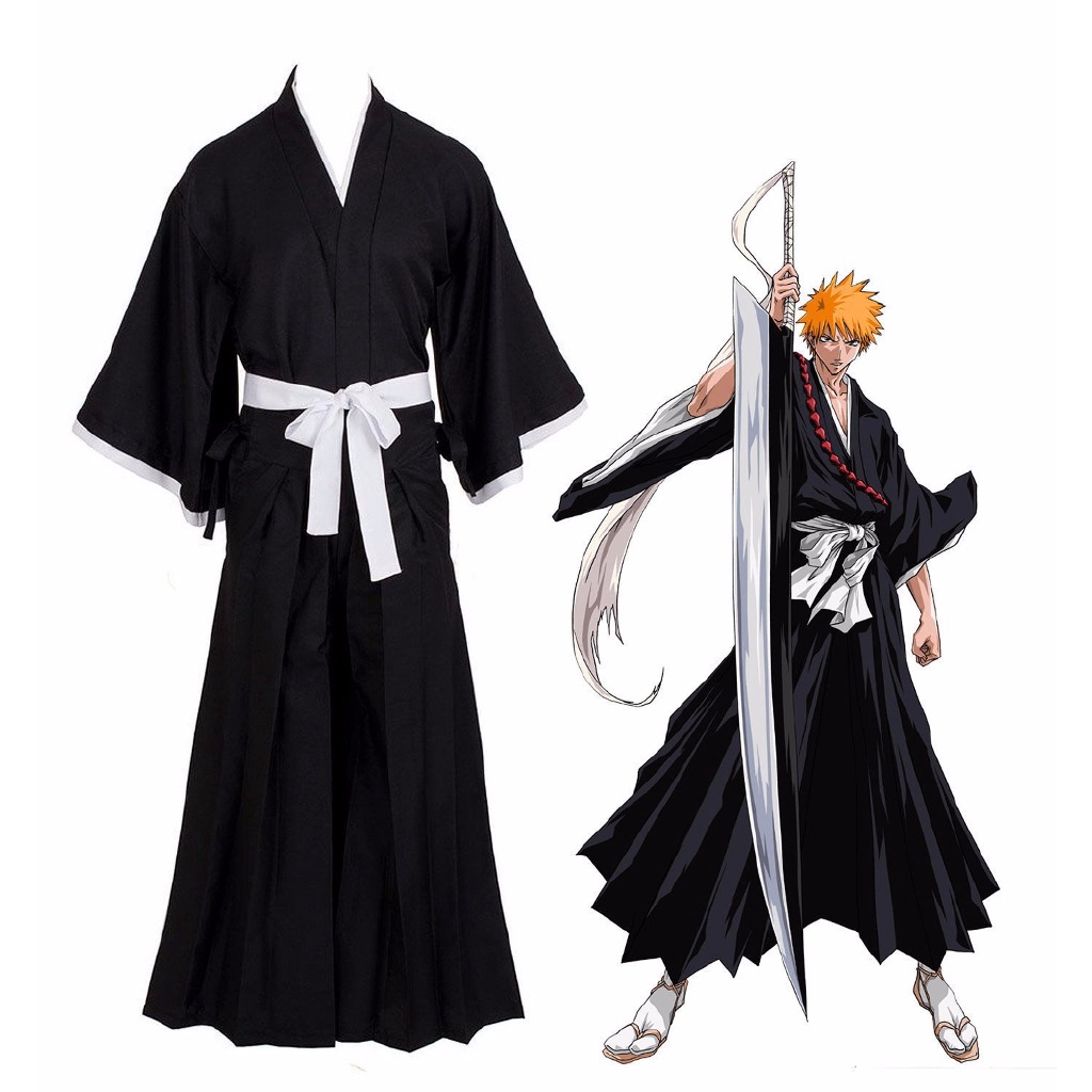 Hot Anime Cosplay Costume Bleach Kurosaki Ichigo Robe Cloak Coat Cosplay  Halloween Costume | Shopee Philippines