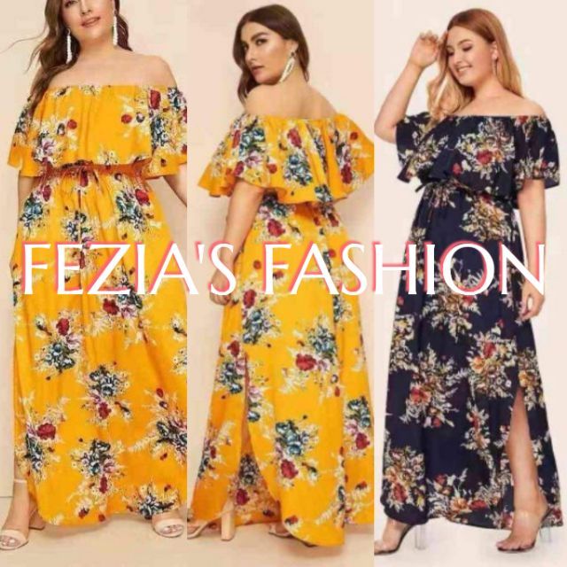 Fashionable Casual Plus size Floral Off shoulder Long Maxi Dress for Bohemian Hawaiian Party Shopee Philippines