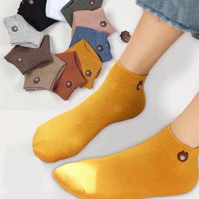 Nakusu 1Pair Korean Cute Bear Socks Breathable Iconic Ankle Socks ...