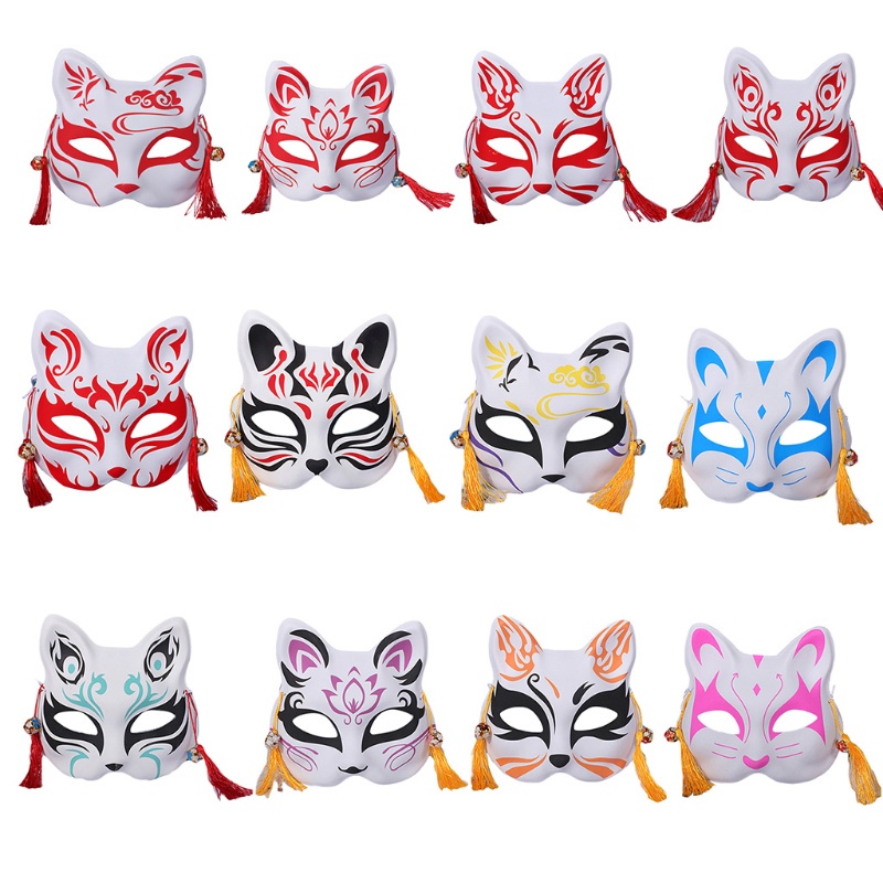 anime demon slayer foxes hand painted mask japanese mask half face mask ...