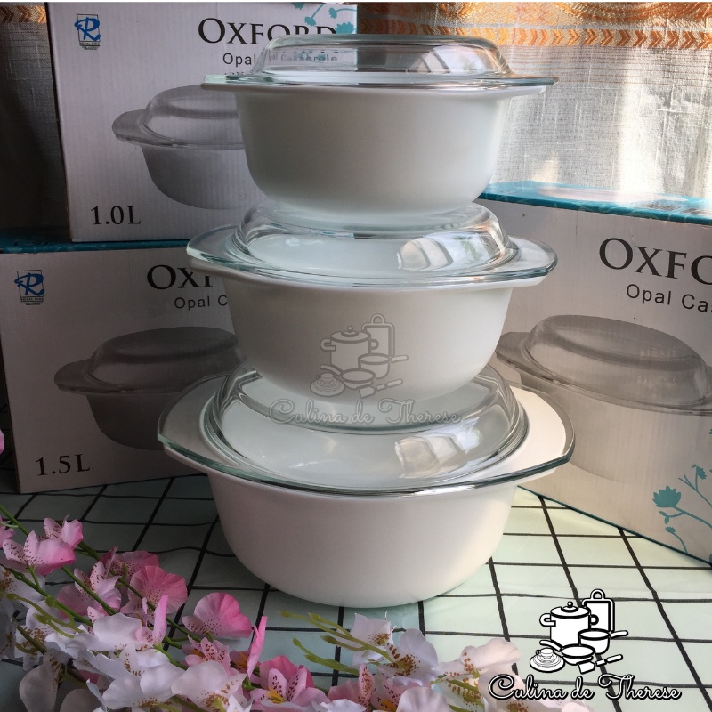 Microwave and Oven Safe White Opal Glass Casserole with Clear Glass Lid Shopee Philippines