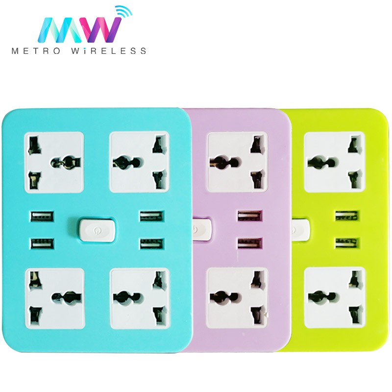 4 Power Extension with 4 USB port smart Square Socket | Shopee Philippines