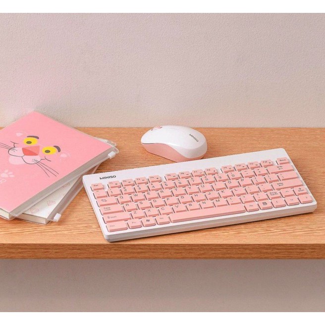 Miniso Wireless Keyboard Mouse Set Pink and Wireless Mouse Keyboard Set