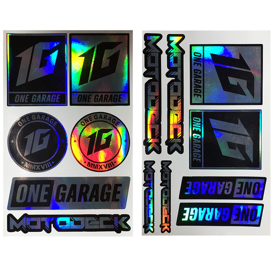 ONE GARAGE MOTODECK (1G) Holographic Set Helmet Stickers 17.5 * 11 cm ...