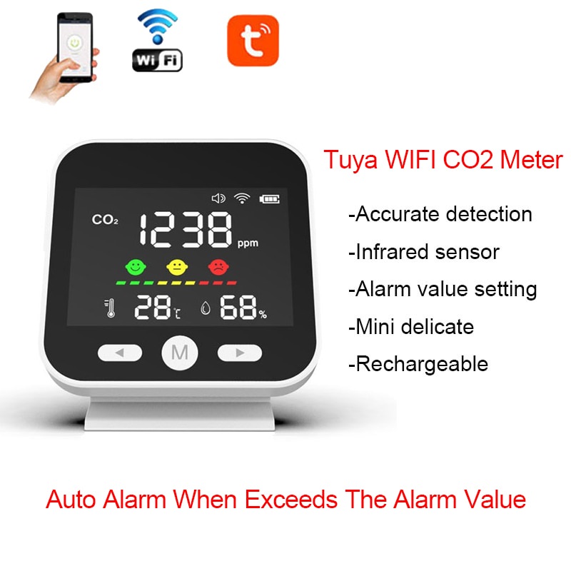 Tuya Wireless WIFI CO2 Carbon Dioxide Meter Infrared Air Quality ...