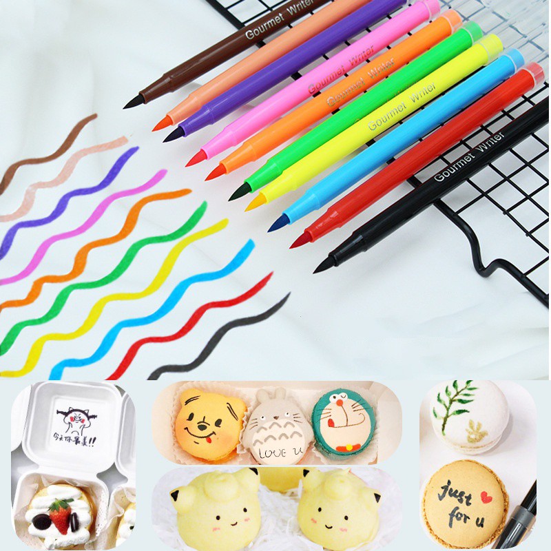 Edible Pigment Pen Brush Food Coloring Pen For Drawing Biscuits Fondant