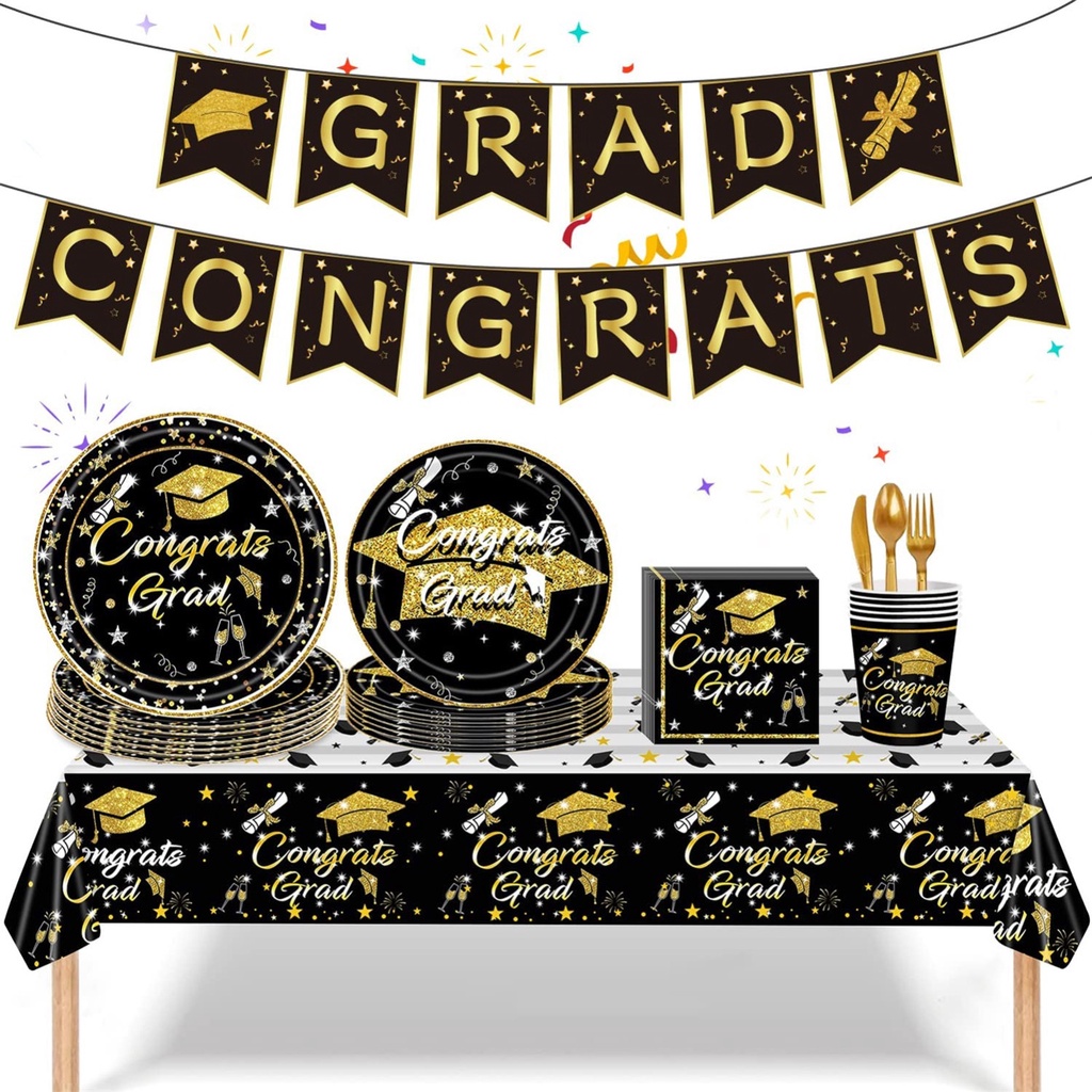 Forkoobe2022 Graduation Party Supplies , Black And Gold Graduation ...