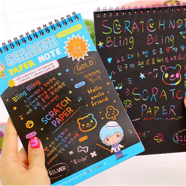 Black cardboard Creative DIY hand draw sketch notes kids toy Scratch ...