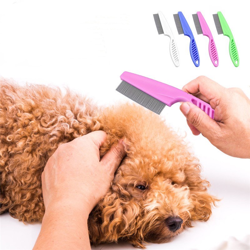 Pet Hair Comb Dog Cat Flea Comb Stainless Steel Needle Comb Cleaning
