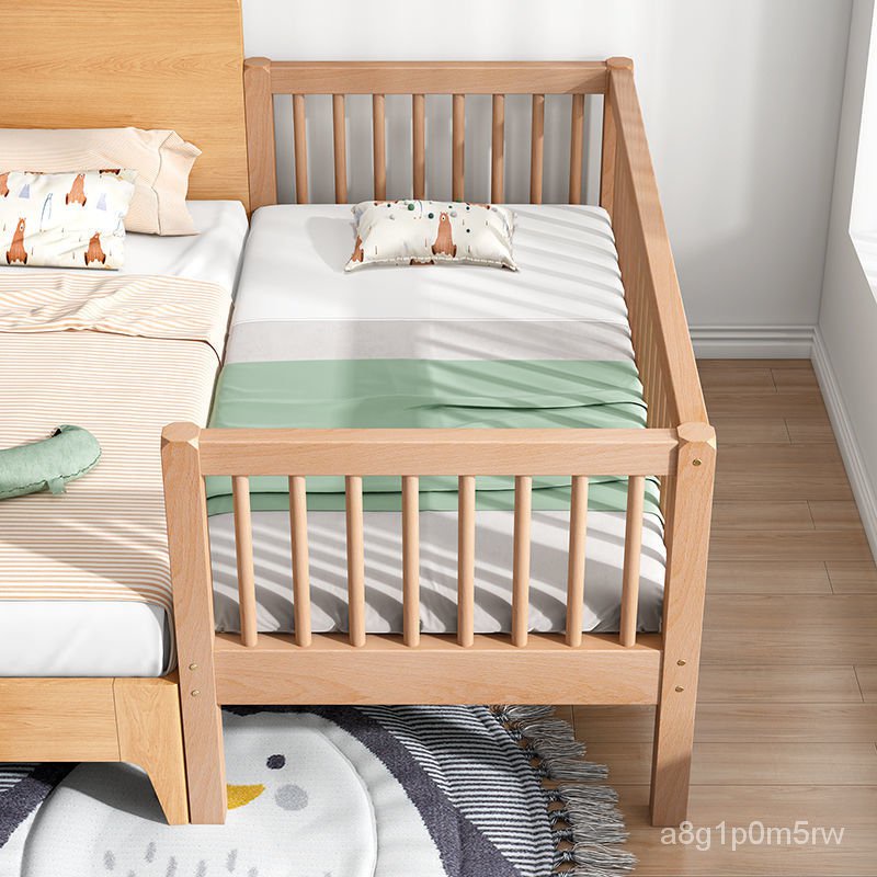 Beech Children's Bed with Fence Small Bed Baby Boy Girl Princess Bed