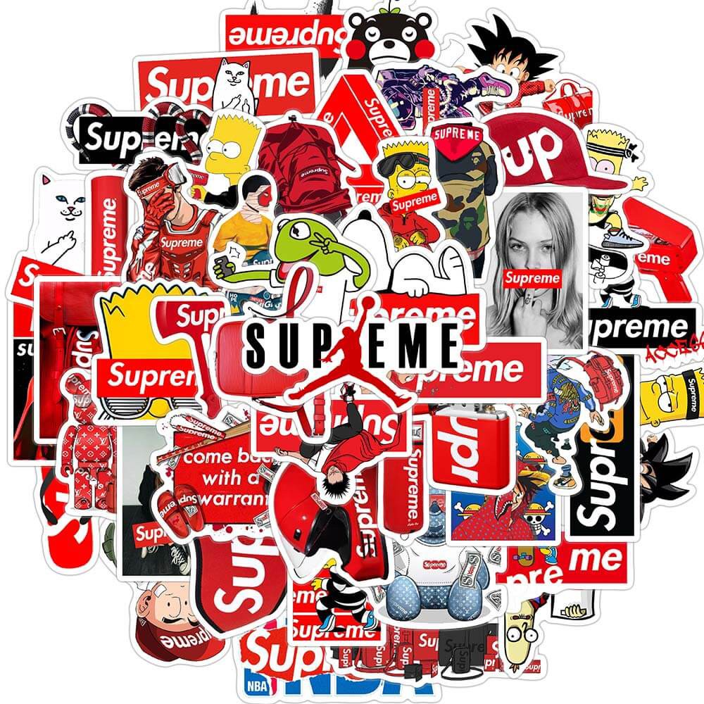 50pcs Supreme Logo Waterproof Skateboard Laptop Luggage Car Graffiti Sticker  Street Fashion Travel, Hobbies & Toys, Stationery & Craft, Art & Prints on  Carousell