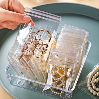 6PCS Mini Storage Box Transparent Square Plastic Box Earrings Jewelry  Packaging Storage Small Square Box Jewelry Organizer