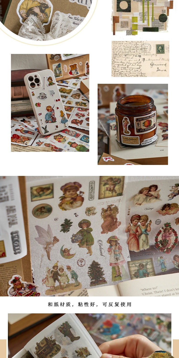 20 sheets /set Junk journaling sticker book[retro manor series]INS ...