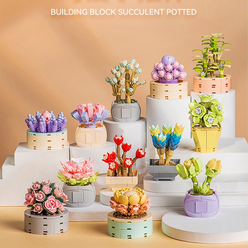 Toy Flower Bouquet DIY Plants Figure Minifigures Building Block Toys