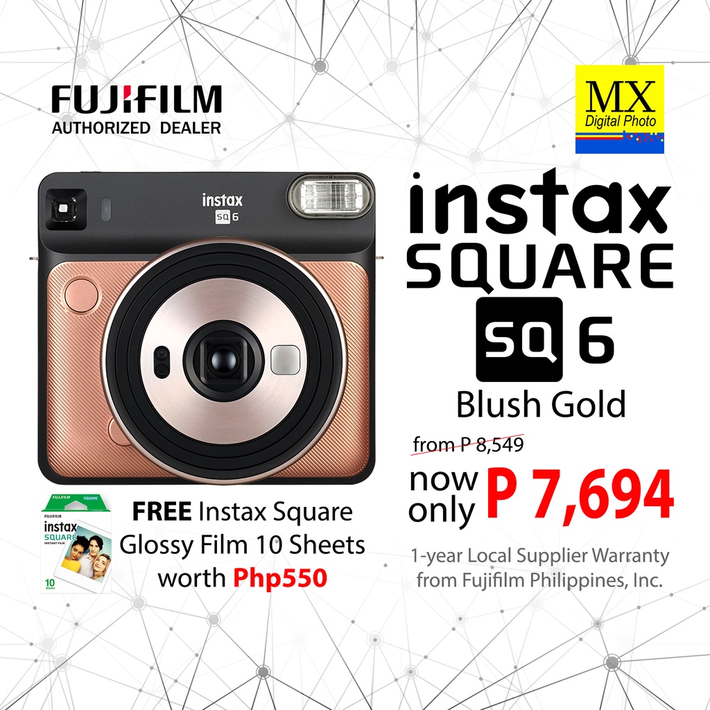 Authentic Fujifilm Instax Square SQ6 Instant Camera with FREE Instax Square  Glossy Film 10 Sheets
