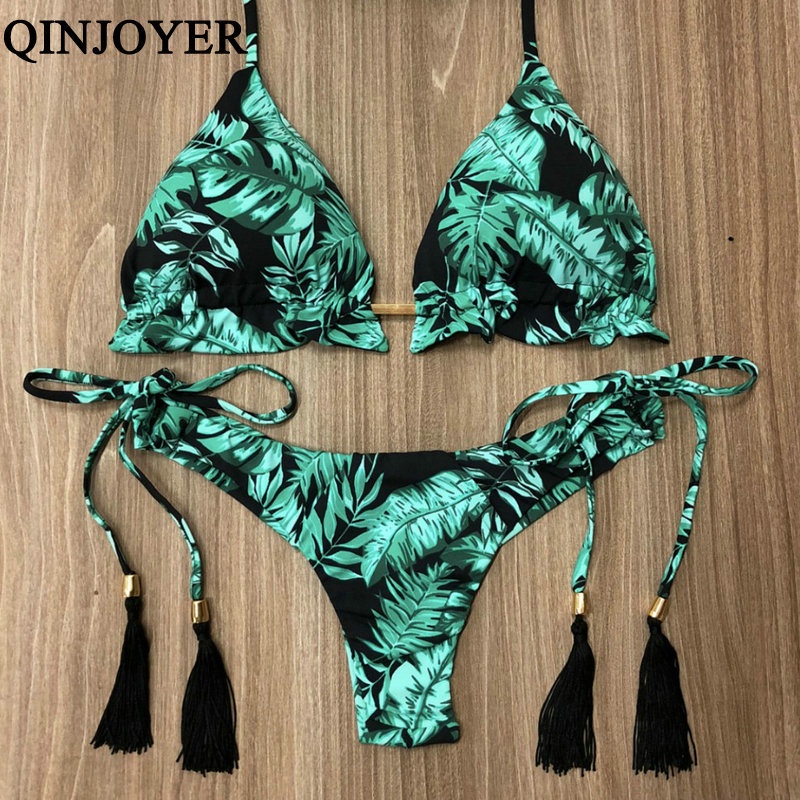 Qinjoyer Sexy Swimsuit Women Thong Micro Bikini String Padded Swimwear Brazilian Bikini Bandage 8805