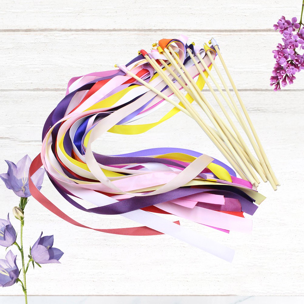 Wedding Send Off Streamers 12PCS Assorted Color Wooden Bamboo Stick ...