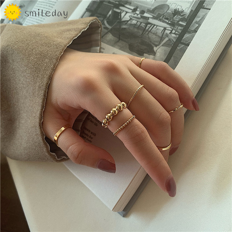 8pc set Korean Fashion Wave Beads Finger Ring Set Rings Women Girls Jewelry Accessories Shopee Philippines