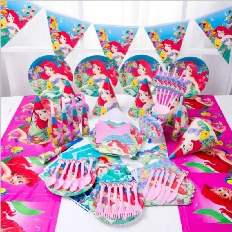 Little Mermaid Ariel Theme Happy Birthday Party Decorations Supplies ...