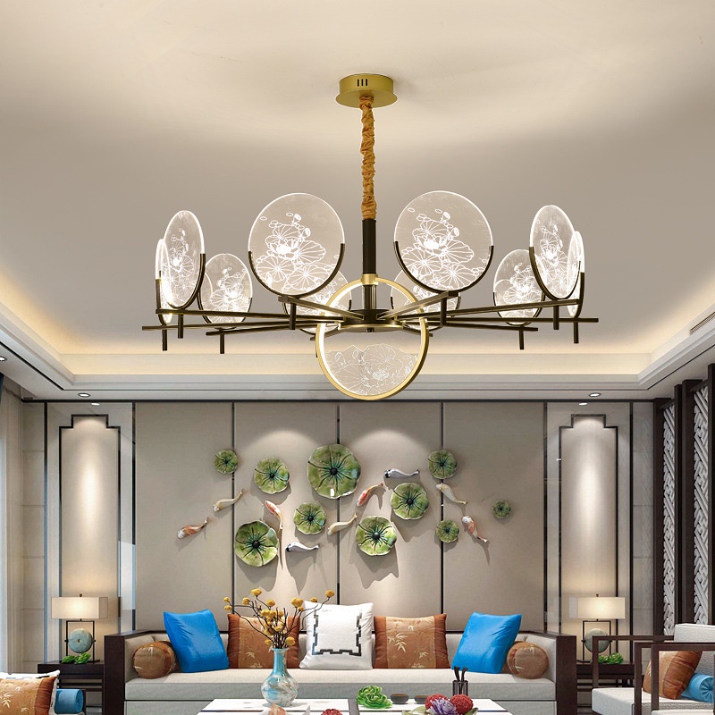 Ready Stock LED New Chinese Chandelier Living Room Light Country