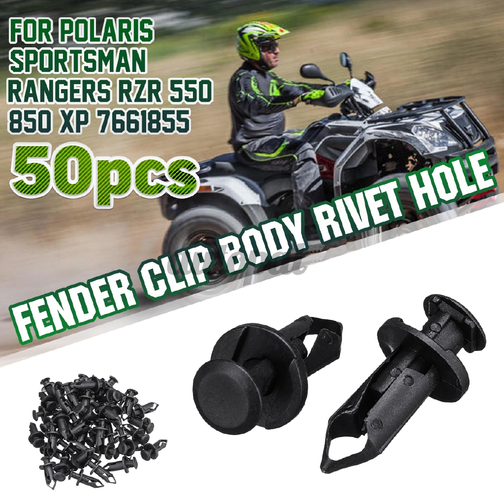 50 Pcs 8mm Plastic Fender Clip Body Rivet Hole ATV UTV Push Pin Clips
