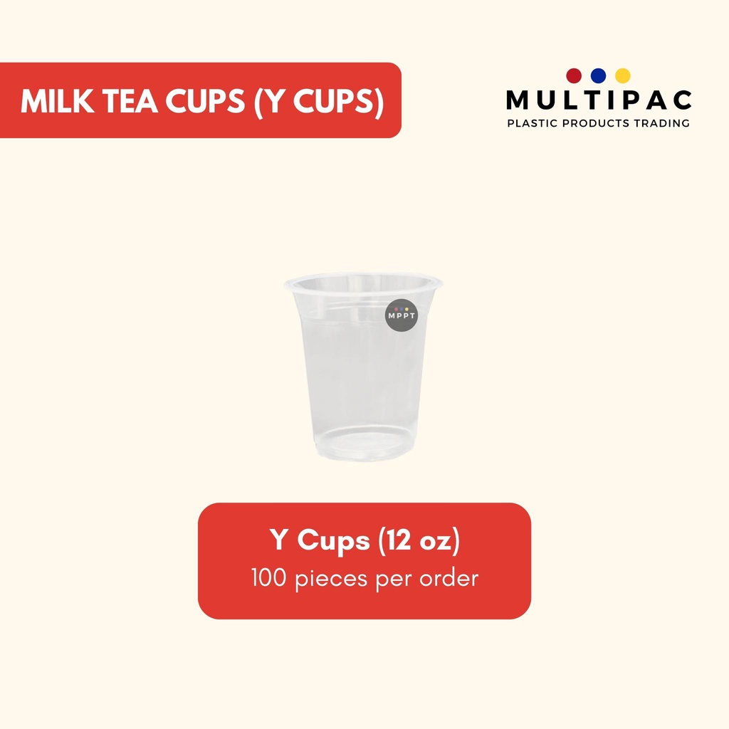 100 PCS] Y Cups/Milk Tea Cups, Clear Lids (12 oz, 16 oz, 22 oz