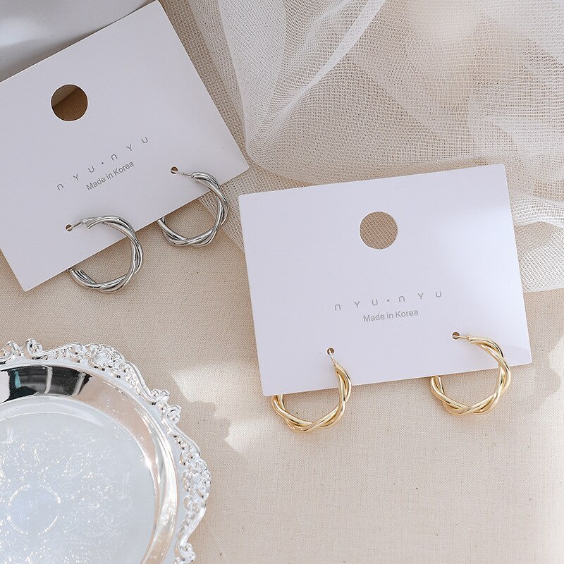 Circle Earrings No Hole Ear Clips Metal Twist Round Clip Earring ...
