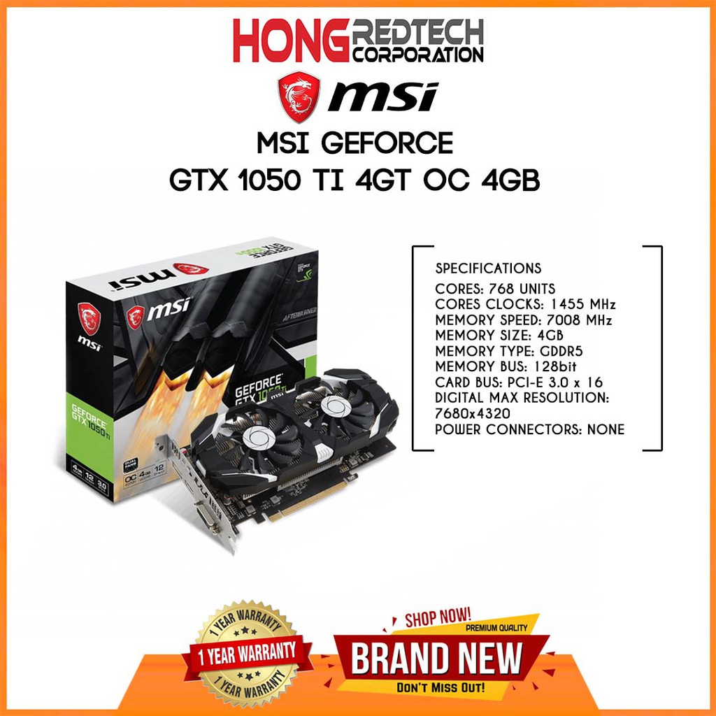 Msi nvidia geforce gtx 1050 ti 4gt discount oc