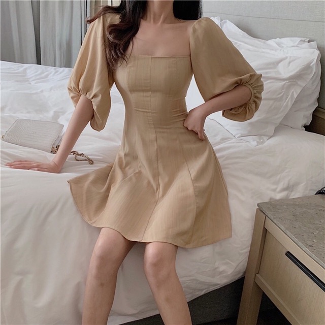 Off Shoulder Beige Dress 6073 Shopee Philippines