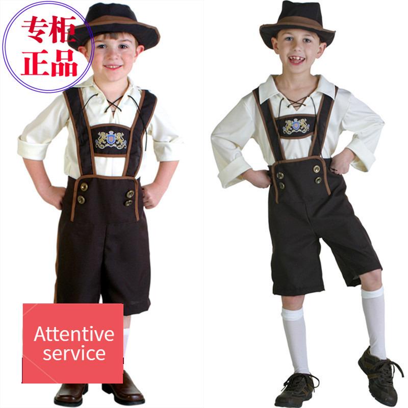 Children big Nordic Danish traditional national costumes little boys cos clothes show overalls