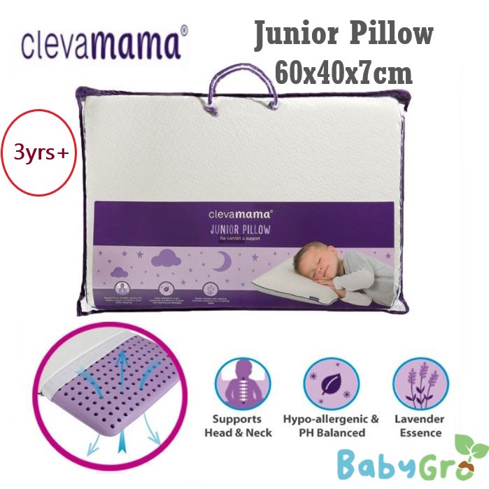 CLEVAMAMA ClevaFoam Junior Pillow with White Cover Memory Foam Pillow
