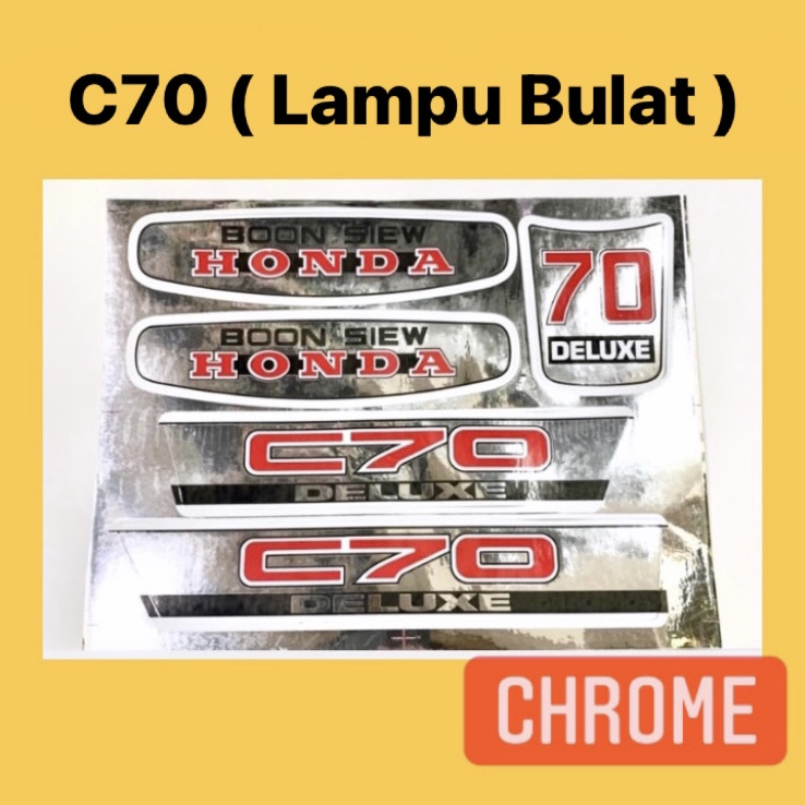 HONDA C70 STICKER - CHROME (CP) // HONDA LAMPU BULAT C70 C 70 DELUXE ...