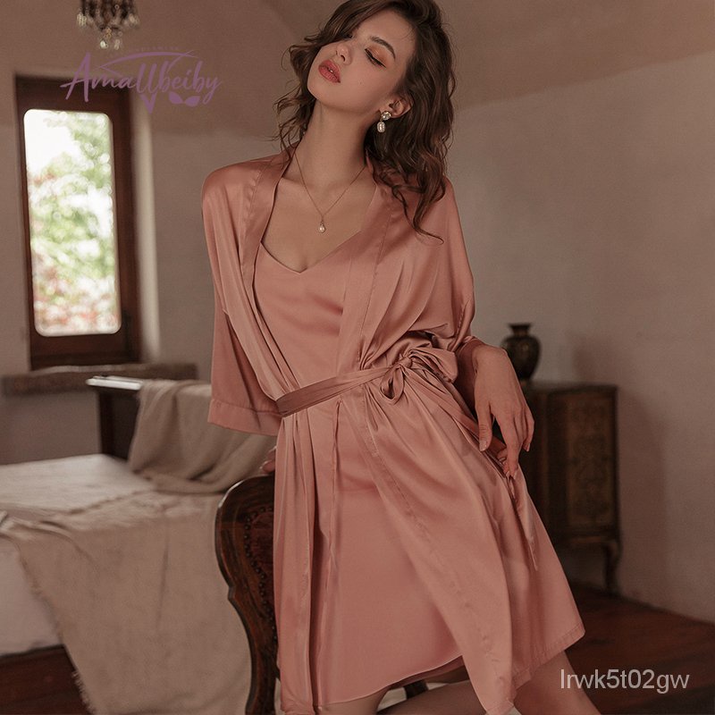 Satin Night Robe Dress Sleepwear  Silk Night Robe Dress Sleepwear - Sexy  Night Robe - Aliexpress