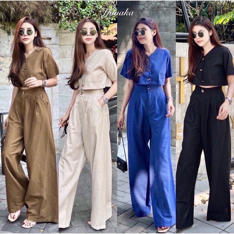 MytrendyCo Original Bangkok Coordinates Cotton Linen Wide Leg Pants ...