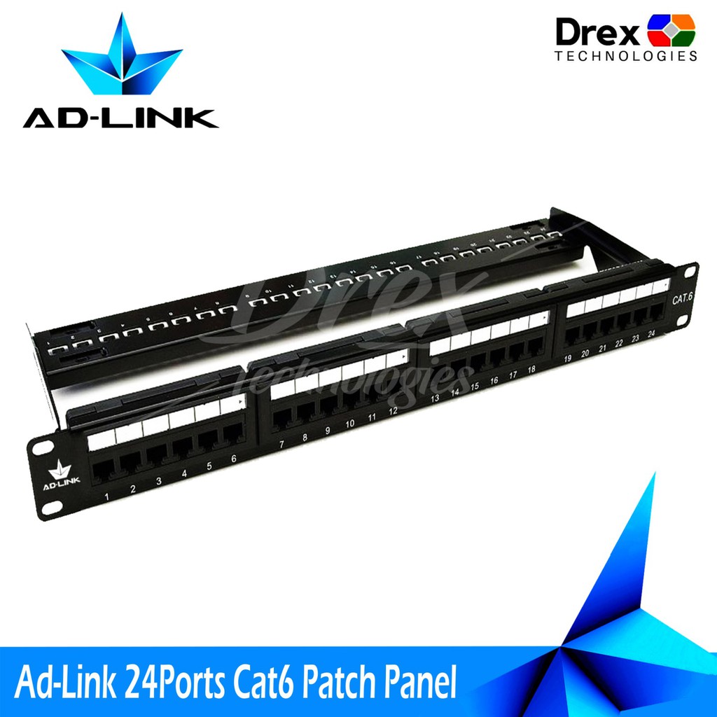 Ad-Link 24 Ports Patch Panel Cat6 Fully Loaded 1Ru 24 Port Patch Panel Cat6