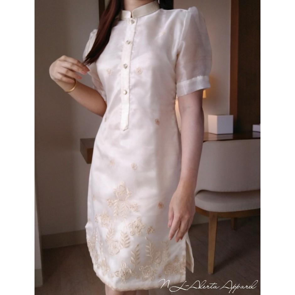 MODERN FILIPINIANA BARONG DRESS FOR WOMEN CHINESE COLLAR | Shopee  Philippines
