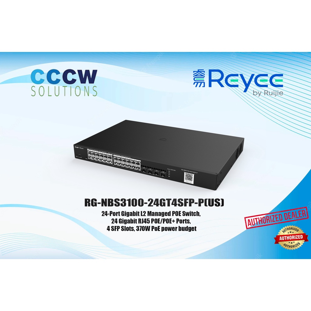 RUIJIE-REYEE RG-NBS3100-24GT4SFP-P(US) 24-Port Gigabit L2 Managed POE ...