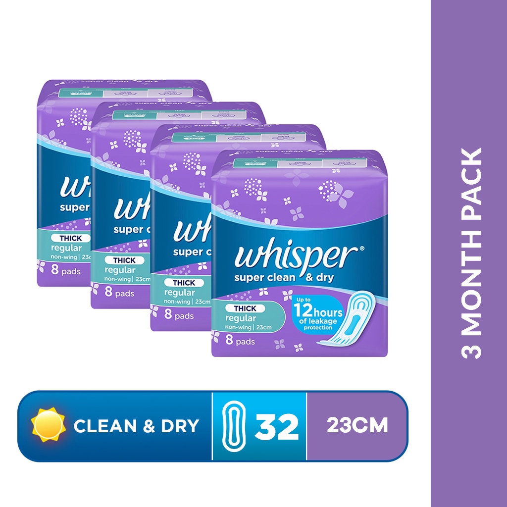 Whisper Thick Regular Flow Wing 23cm Sanitary Pads Value Pack
