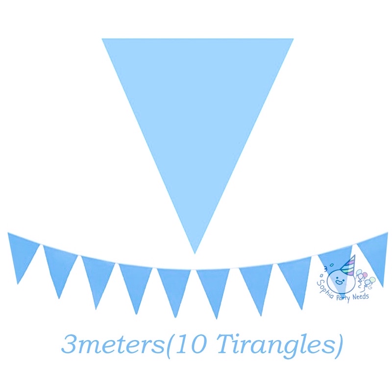 3m Plain Blue Banderitas Party Flag Banner Gender Reveal Party Birthday Christening