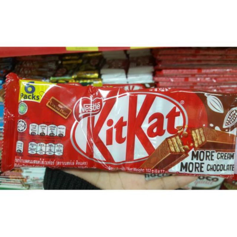 Halal LOGO MUI Nestle KitKat 2F Multipack 102gr / Chocolate Kit Kat 2F Chocolate Contents 6