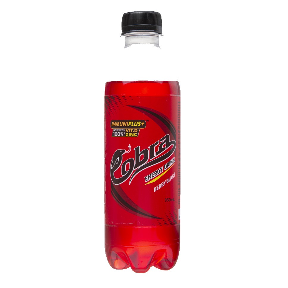 Cobra Energy Drink Berry Blast with Immuniplus+ in resealable bottle