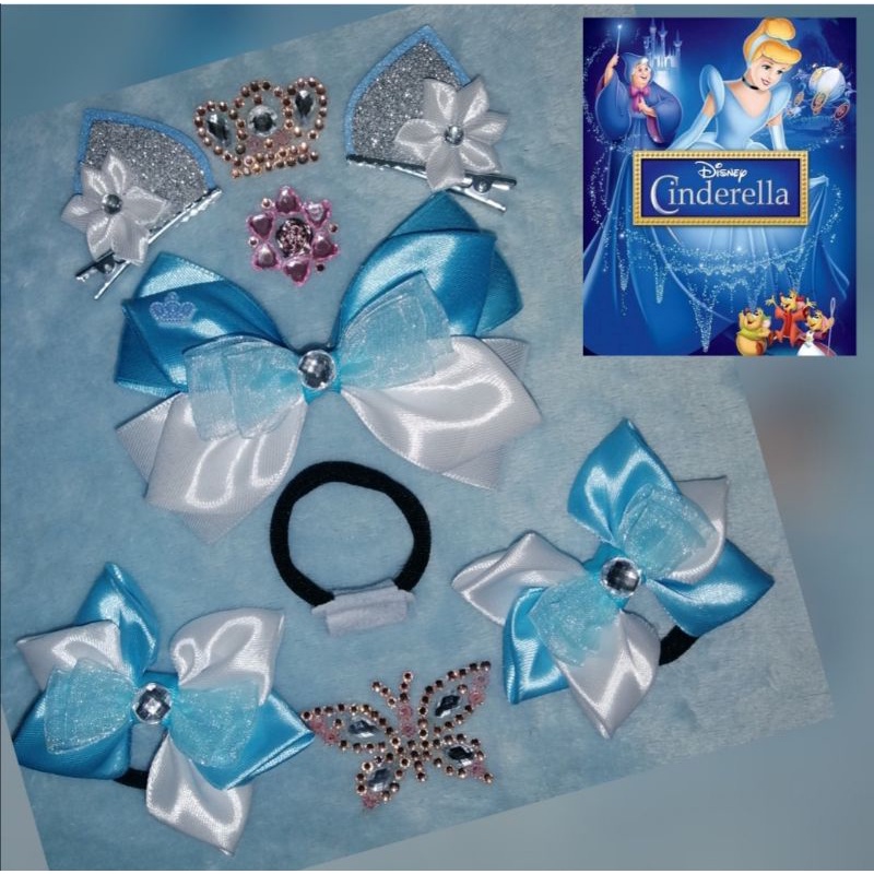 Princess Cinderella Ribbon Set ponytails and hair clips | Shopee ...