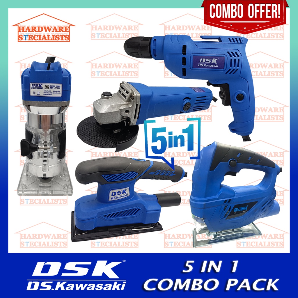 DS Kawasaki 5 IN 1 Angle Grinder & Electric Drill Palm Router