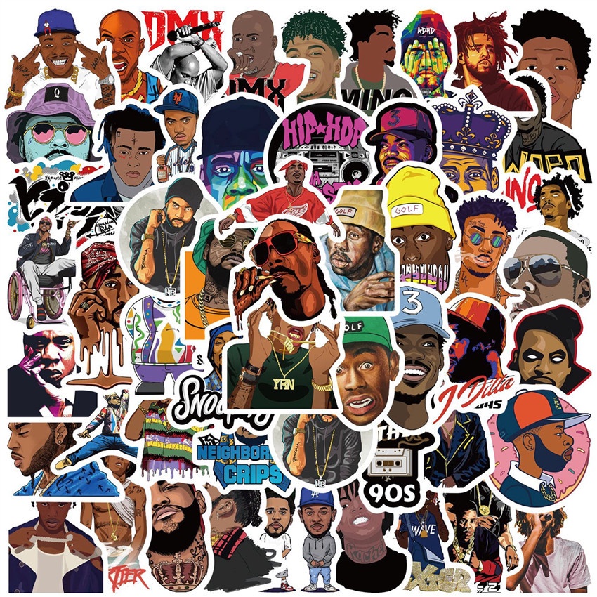 64Pcs/Set East Coast Rap & West Coast Rap Series 01 HipHop Stickers DIY ...