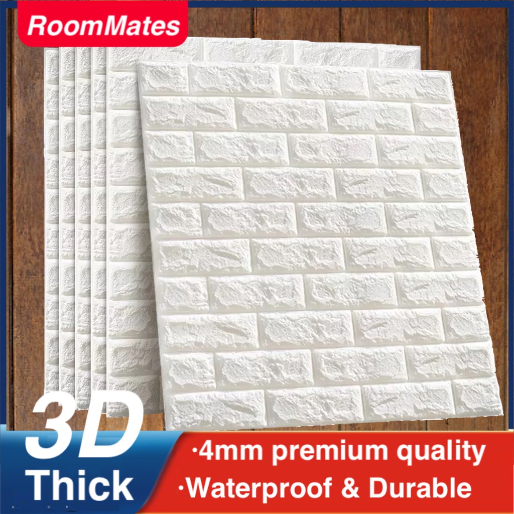 RoomMate 5 Pcs 70X77cm 3D Foam Brick Wallpaper For Bedroom Wallpaper