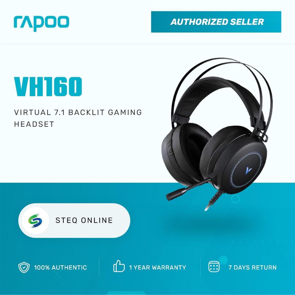 STEQ Rapoo VH160 Virtual 7.1 Backlit Gaming Headset | Shopee Philippines