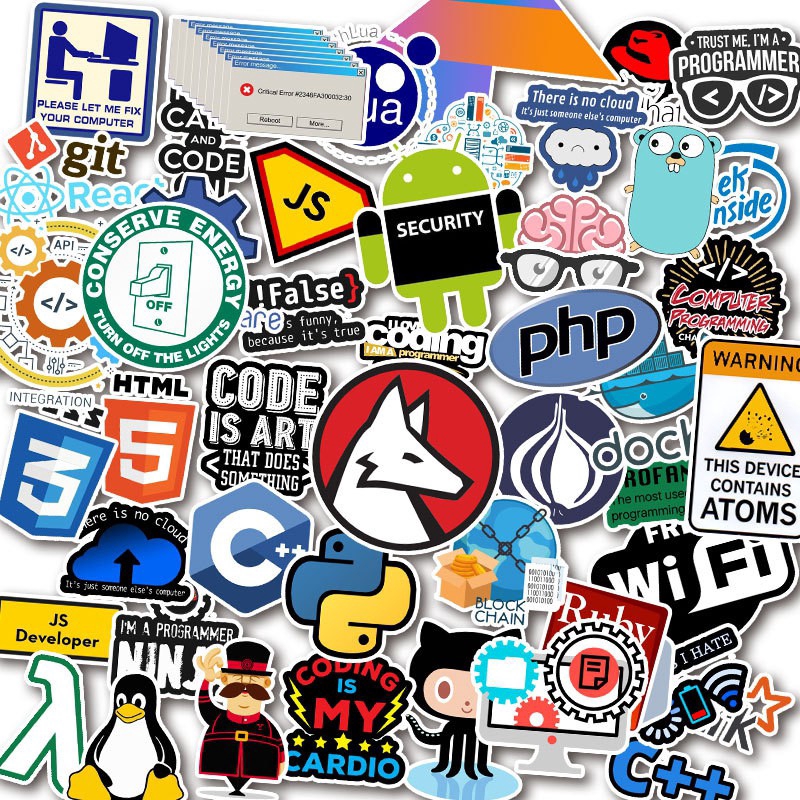 105pcs Programmer Sticker Laptop Sticker Tech Developer Decal C# C++ ...