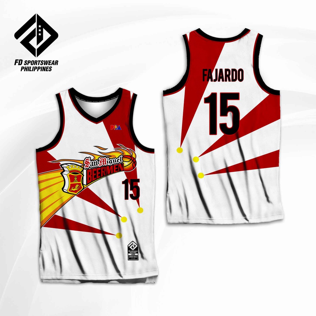 SAN MIGUEL BEERMEN RED PEREZ FAJARDO ROSS LASSITER MANUEL CRUZ PBA FULL  SUBLIMATED JERSEY